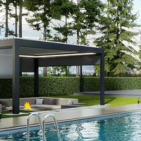 Pergola extérieure à toit ouvrant à lames orientables, imperméable, en aluminium blanc thermolaqué, écologique