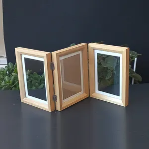 Wooden Folding Photos Frames Decorative Hinged Table Desk Top Picture Photo Frame Triple Picture Frames