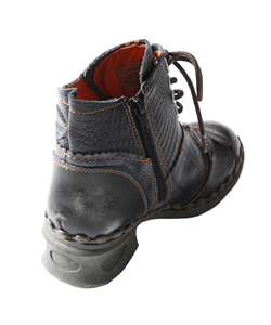 Botines de Mujer con Parches de Cuero Lavado y Cordones, Forro de Cuero Genuino Resistente para Todas las Temporadas - Product Image 1