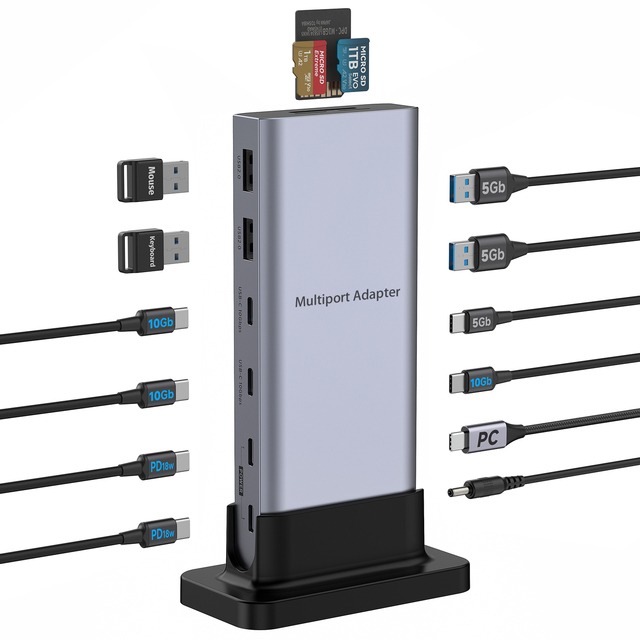 2026 New Launch Computer Accessories, 14 in 1 USB C Docking Station/10Gbps Usb Hub With 100w PD Hub and SD Card Readers