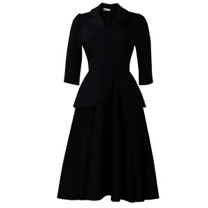 Robe midi plissée à peplum pour femme - Col châle, manches <span class=keywords><strong>coude</strong></span>, robes formelles africaines pour femmes Sehe Fashion - Product Image 6