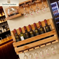 Porte-vin mural en bois massif, meuble de rangement pour bouteilles et verres, présentoir pour restaurant