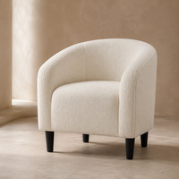 Fauteuil club moderne en fausse fourrure Sherpa, fauteuil d'appoint d'angle individuel pour salon, idéal pour appartement et hôtel