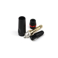 Adaptor Audio Premium Berkualitas 6.35mm, Konektor Audio Mono TS 6.3mm Male 1/4 inci Berlapis Emas untuk Kabel Speaker