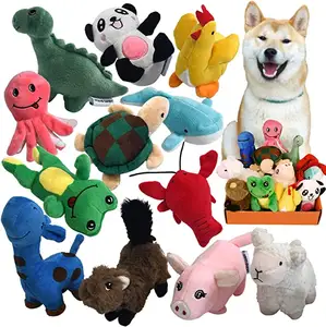 강아지를 위한 삐걱 거리는 봉제 개 장난감 팩, 작은 인형 강아지 씹는 장난감