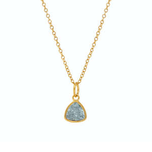 Trillion-Schliff Edelstein-Anhänger Halskette 18K Gold PVD Edelstahl Gliederkette Diamantklare Farbige Zirkon Geburtsstein-Halskette - Product Image 1