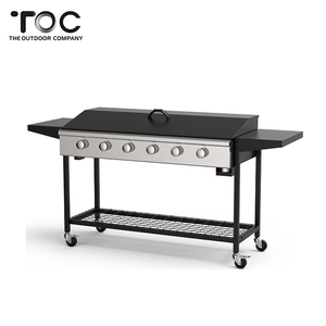 Portátil de acero inoxidable 6 quemador comercial barbacoa Plancha parrilla de Gas con carro - Product Image 1