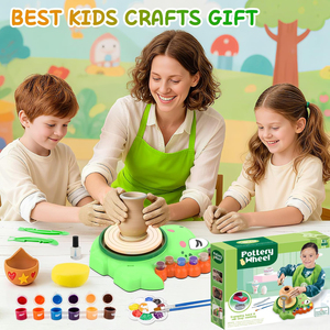 Ruota di ceramica dinosauro per bambini completa pittura ceramica Kit di arti e mestieri giocattoli Air Dry argilla arte ceramica macchina ruota - Product Image 4