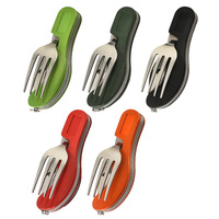 Ensemble de couteau, fourchette, cuillère et baguettes pliables pour l'extérieur ; Kit de couverts de camping portable multifonctionnel détachable en acier inoxydable moderne