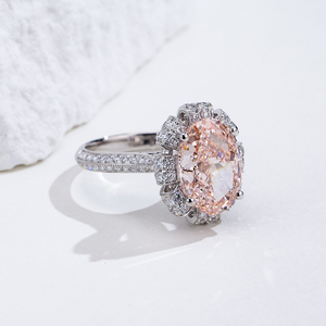 แหวนหมั้นเพชรชมพูทรงวินเทจลายดอกไม้ประดับเพชรรอบวง รุ่น MSR-2056 Messi Jewelry ทอง 18K - Product Image 2