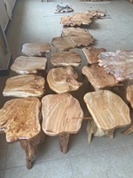 Table basse en bois de cèdre de style bohème, forme irrégulière – Durable, écologique, lavable, pour usage intérieur, idéale pour baptême et salon