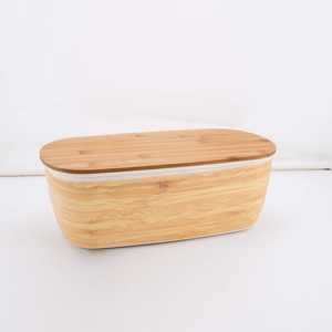 French bamboo cover Vintage Food Containers Bread Storage Box