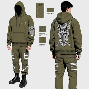 Otoño Invierno Unisex Tallas grandes Impreso Fleece Sudadera con capucha en blanco Conjunto de alta calidad Logotipo personalizado Chándales de algodón Essentials bordado - Product Image 4