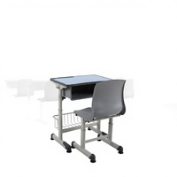 Ensemble de bureau et chaise scolaire en métal durable pour enfants du primaire, hauteur réglable