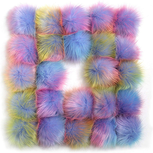Pompones de Pelo Sintético de Zorro y Mapache al por Mayor de Fábrica con Broche/Alfiler/Pegatina - Product Image 3