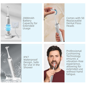 Hilo Dental Eléctrico Z5, 50 Unidades, Acero Inoxidable, ABS, Recargable, Cuidado Bucal, Raspador de Lengua, Kit de Blanqueamiento Dental - Product Image 4