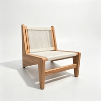 Chaise Moderne en Bois Massif pour Balcon, avec Corde Tressée, Confortable pour Jardin, Style Nordique