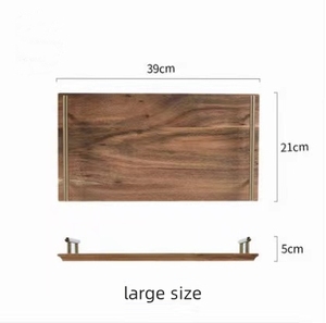 Nordic Christmas Dark Wood Metall Kaffee tablett Haushalt Rechteckige Akazie Holz Serviert ablett mit Edelstahl griff - Product Image 4