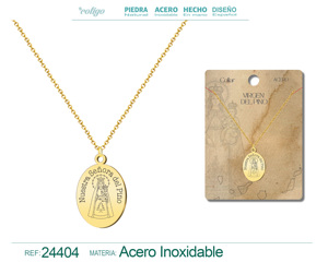 Collier Vierge du Pin en acier inoxydable couleur or, chaîne à maillons religieuse, pendentif et breloques tendance - Product Image 4