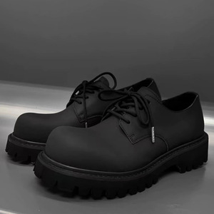 Zapatos Derby para Hombre, Negros, con Punta Redonda Elevada, Suela Gruesa, Cómodos, de Alta Gama, Casuales, para Todas las Temporadas - Product Image 2