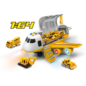 Avión de Juguete Educativo Transformable con 3 Coches de Construcción de Aleación, Accionamiento por Fricción, Luces y Música para Niños - Product Image 1