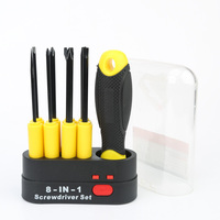 Set obeng pengganti CR-V, 9 buah gagang plastik alur lurus kait putar 8-in-1 multi-fungsi DIY perbaikan Manual Torx