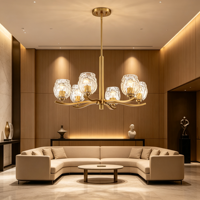 Lustre moderne de luxe avec pendentifs et lustres en fer de taille moyenne à hauteur réglable