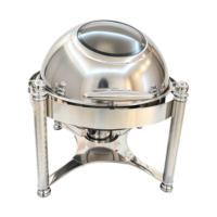 Ensemble de réchauds de luxe à couvercle roulant, chauffe-plats commerciaux en acier inoxydable pour buffet avec supports à combustible, équipement de restauration