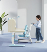 Ensemble bureau et chaise d'étude pour enfants en bois moderne réglable en hauteur avec bureau inclinable ergonomique pour les importateurs en gros