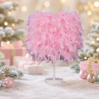 Lampe en plumes de dinde rose romantique en gros, base métallique en forme de cœur, style nordique moderne, décoration de chambre pour la rentrée scolaire