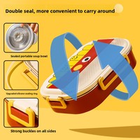 Boîte à lunch portable isotherme en acier inoxydable 316, compatible micro-ondes, pour étudiants, avec compartiments et motif de dessin animé pour enfants, pour la conservation des aliments