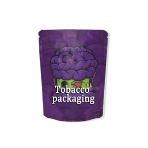 Bolsas a Prueba de Olores Premium OEM ODM con Doble Cara Mate, Bolsas de Mylar a Prueba de Niños con Diseño de Dibujos Animados en Morado para Guardar Hierbas Secas y Tabaco - Product Image 1