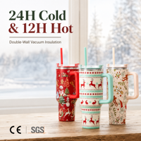 Cadeau : Tasse isotherme en acier inoxydable, isolée sous vide, anti-fuite, avec poignée portable, gourde isotherme, gobelet Simply Modern