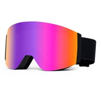 Masque de ski magnétique relevable PC/TPU avec lentille électroplaquée, double couche anti-buée, haute performance pour l'alpinisme