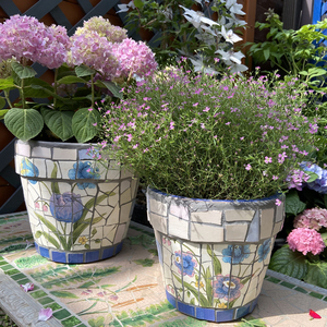 Maceta de cerámica con mosaico floral para suculentas y plantas verdes, decoración para balcones y ventanas abatibles - Product Image 2