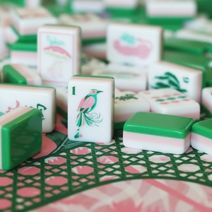 Jeu de Mahjong Américain Personnalisé en Acrylique avec Motif Feuille de Palmier Verte, 160 Pions et Supports – Cadeau de Jeu Luxueux et Élégant - Product Image 1