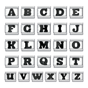 Accesorios DIY, Letra Inicial Negra, Elástica, Hecha a Mano, Modular, Italiana, de Acero Inoxidable, Pulseras de Joyería de Moda para Mujeres y Hombres - Product Image 1