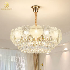 フランスの高級絶妙な花びらクリスタル円形リビングルームシャンデリア、ヨーロッパのレトロなゴールドLED寝室シャンデリア - Product Image 4