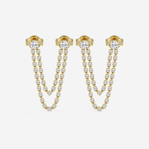 Boucles d'oreilles tendance en diamant rond cultivé en laboratoire 2 carats, bijoux de luxe élégants pour femmes, design moderne et affirmé pour le quotidien - Product Image 5