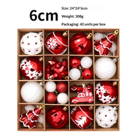 Juego de Adornos Navideños Europeos Modernos y Sencillos, Color Rojo Vino y Dorado, 42 Piezas, de Plástico Pintado, Semi-Manuales y Semi-Mecánicos