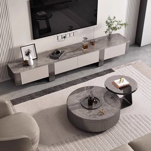 Modern <b>Round</b> Marble Coffee <b>Table</b> Set <b>With</b> Drawer <b>Storage</b> For Living Room Home Use 2026 New Style Minimalist Design - Product Image 3