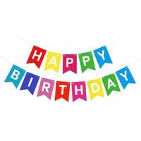 Bannière et guirlande de drapeaux Joyeux Anniversaire en lettres métallisées, grande taille, fournitures de fête pour gonflage de ballons