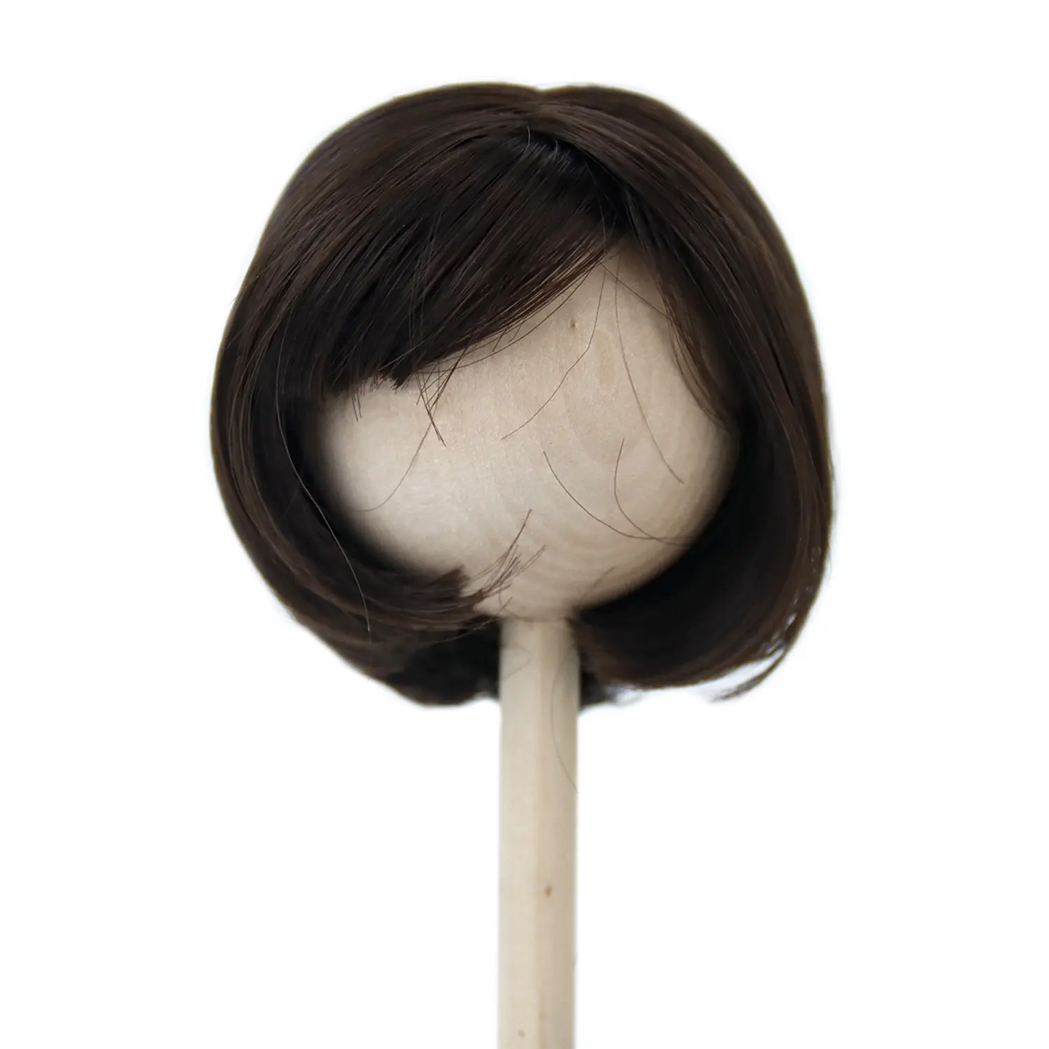 Stock corto naturale dritto nero e marrone 1/6 capelli di bambola sintetici 6-7 pollici 16cm testa parrucca BJD capelli