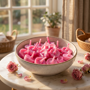 <b>Pink</b> Round Pure cow ghee <b>Candles</b> Scented Floral Aromatherapy Home Decoration Elegant Style 1 Wick HandMade - Product Image 2