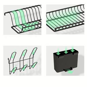 Hot New Double Tier Large Capacity Over Sink <b>Dish</b> Drying Rack Utensil Holder Detachable Kitchen Drain Board Made Stainless Steel - Product Image 4