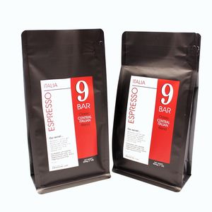 Gratis Sampel 12 Oz Tas Kopi Kotak Tas Bawah untuk Kopi Bawah Datar Berdiri Kantong dengan Ziplock Demagassing Valve - Product Image 3