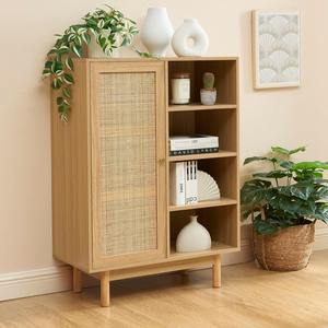 Fabbrica porta in Rattan mobile espositore in legno con ripiani regolabili per cucina pranzo soggiorno - Product Image 6