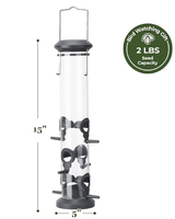 Comederos de Tubo de Plástico de Alta Calidad con 6 Puertos de Alimentación, Comedero Resistente a la Intemperie con Soporte de Acero para Aves Silvestres, Regalo para Amantes de las Aves