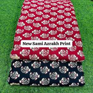 Tissu en coton imprimé par le designer Sami Azrakh, style tribal indien traditionnel, tissu imprimé pour robe Kurti, costume et dupatta - Product Image 6