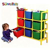 Étagère à jouets préscolaires avec mobilier scolaire, organisateur Montessori de Guangzhou pour salle de classe de maternelle